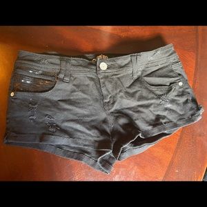 NWOT Blk Sequined Denim Almost Famous Booty Shorts
